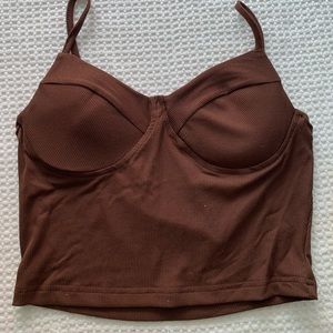 Cropped brown corset top